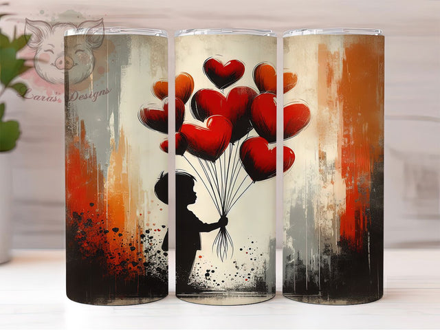 Digital Love Heart Silhouette Tumbler, Digital Love, Valentine's Day, Sublimation Art, 20oz Tumbler, Romantic Theme, Modern Design Sublimation Lara' s Designs 