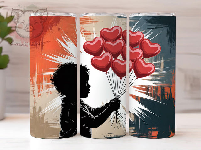 Digital Love Heart Silhouette Tumbler, Digital Love, Valentine's Day, Sublimation Art, 20oz Tumbler, Romantic Theme, Modern Design Sublimation Lara' s Designs 