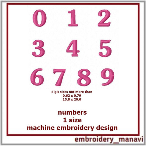 Digital machine embroidery design Numbers in 1 size from Embroidery Manavi 05 Embroidery/Applique DESIGNS Embroidery Manavi 05 