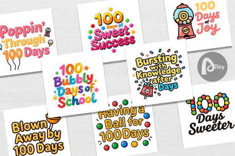 Digital Paper 100 Days Gumball Fun Quotes Digital Pattern artnoy 