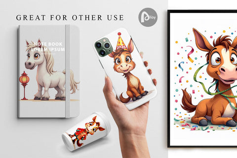 Digital Paper 2026 Year of the Horse Watercolor Digital Pattern artnoy 