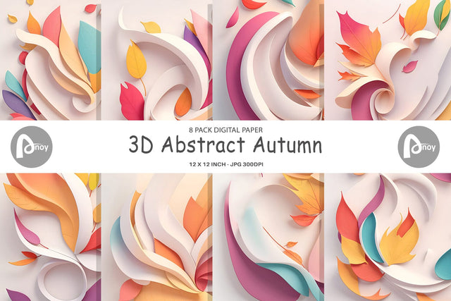 Digital Paper 3D Abstract Autumn Digital Pattern artnoy 