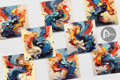 Digital Paper 3D Abstract Paint Colorful Digital Pattern artnoy 