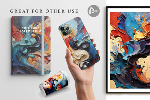 Digital Paper 3D Abstract Paint Colorful Digital Pattern artnoy 