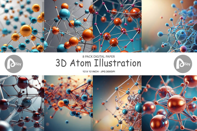 Digital Paper 3D Atom Digital Pattern artnoy 
