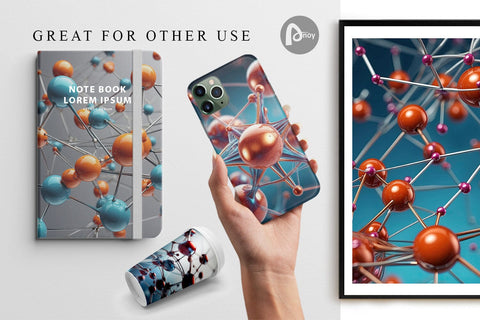 Digital Paper 3D Atom Digital Pattern artnoy 