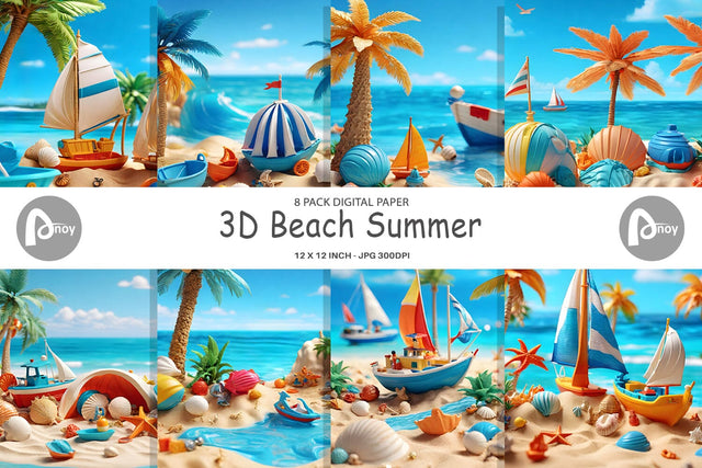 Digital Paper 3D Beach Summer Sublimation artnoy 