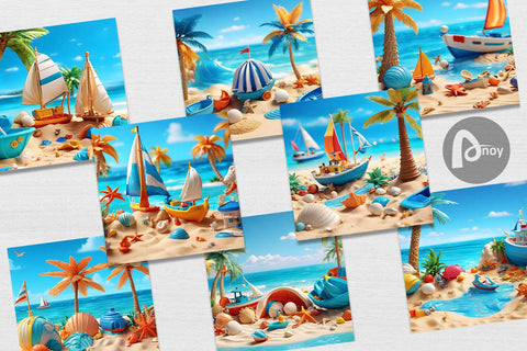Digital Paper 3D Beach Summer Sublimation artnoy 