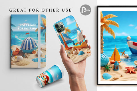 Digital Paper 3D Beach Summer Sublimation artnoy 