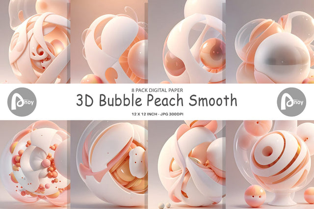 Digital Paper 3D Bubble Peach Smooth Digital Pattern artnoy 