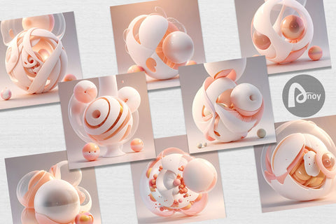 Digital Paper 3D Bubble Peach Smooth Digital Pattern artnoy 