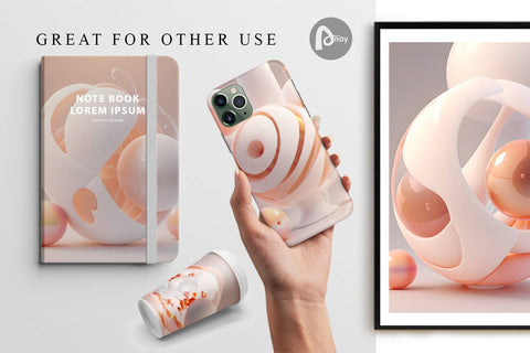 Digital Paper 3D Bubble Peach Smooth Digital Pattern artnoy 