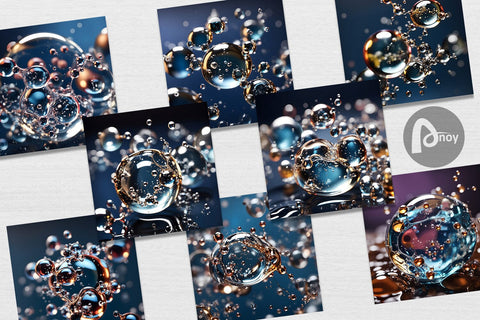 Digital Paper 3D Bubbles Molecules Digital Pattern artnoy 