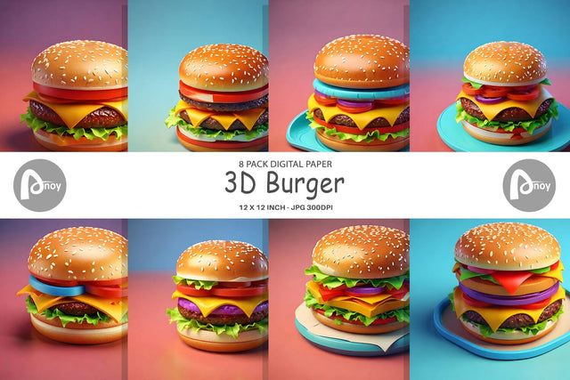 Digital Paper 3D Burger Sublimation artnoy 