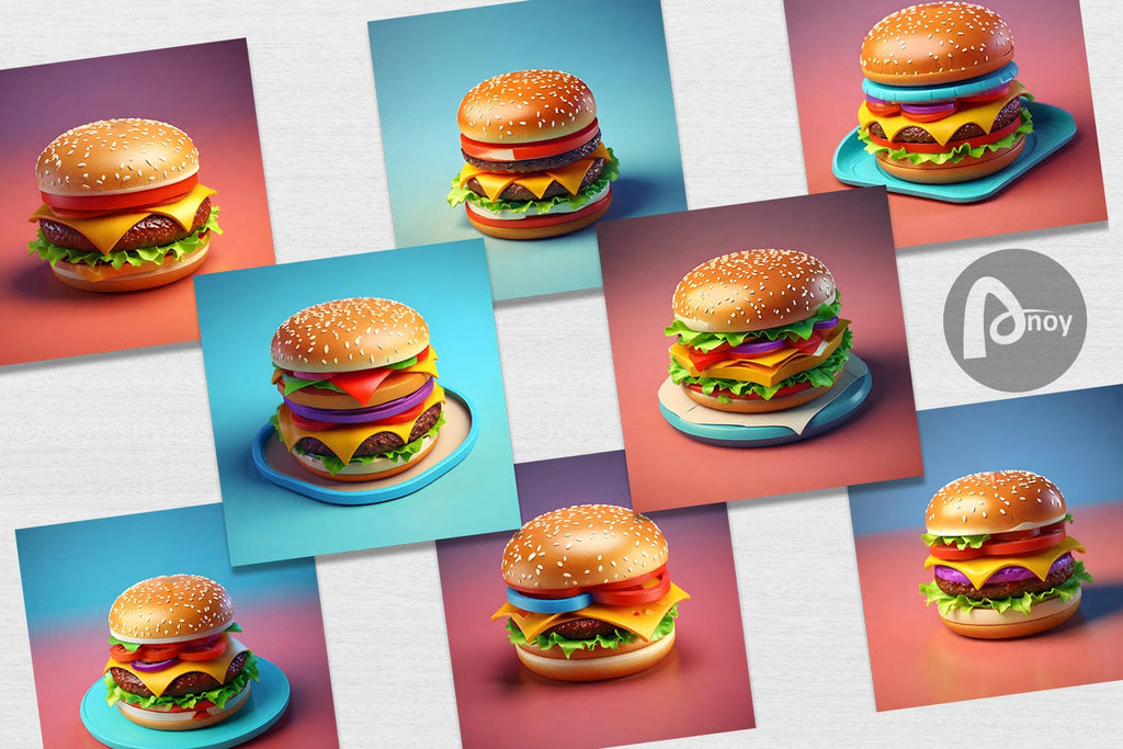 Burger Simple Digital Digital Paper 3D Burger - So Fontsy