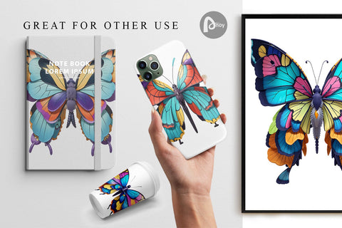 Digital paper 3D Butterfly Colourful Digital Pattern artnoy 