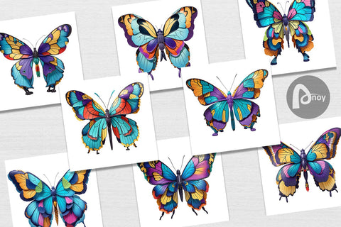 Digital paper 3D Butterfly Colourful Digital Pattern artnoy 