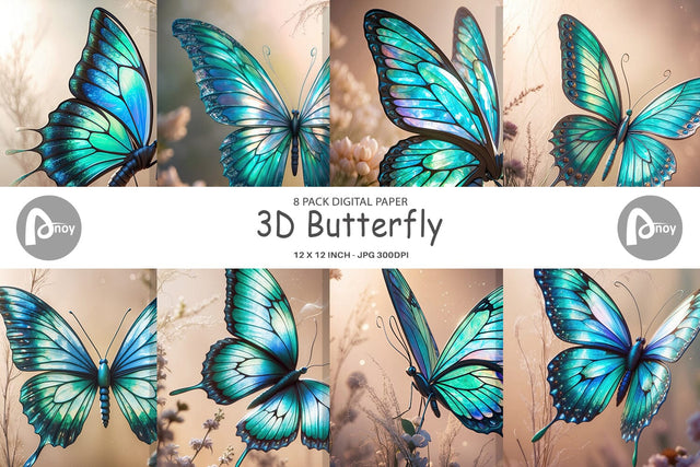 Digital Paper 3D Butterfly Digital Pattern artnoy 