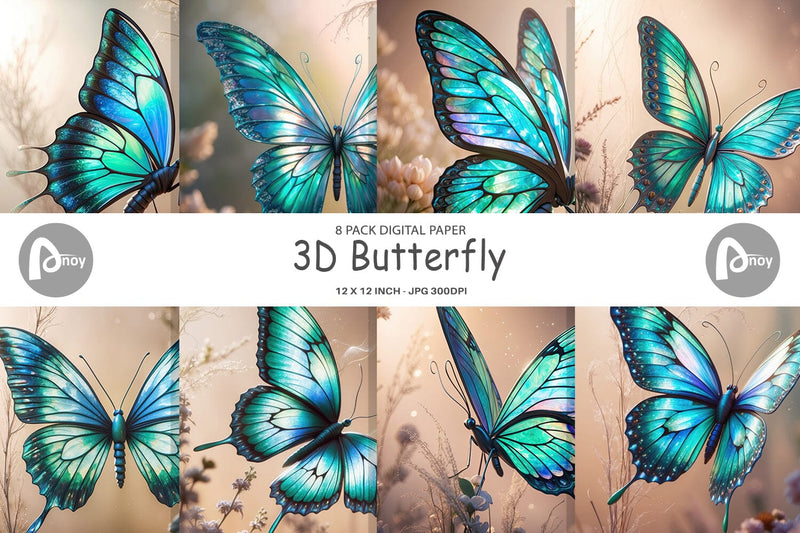 Digital Paper 3D Butterfly Digital Pattern artnoy 