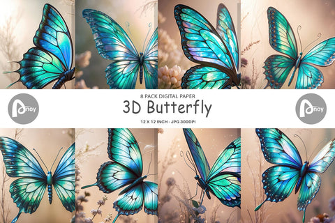 Digital Paper 3D Butterfly Digital Pattern artnoy 