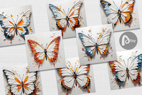 Digital Paper 3D Butterfly Painting Digital Pattern artnoy 