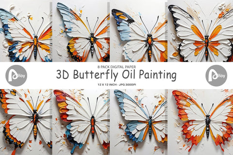Digital Paper 3D Butterfly Painting Digital Pattern artnoy 