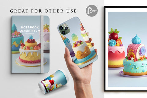 Digital Paper 3D Cakes Sublimation artnoy 