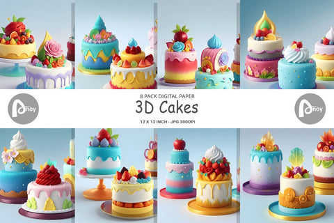 Digital Paper 3D Cakes Sublimation artnoy 
