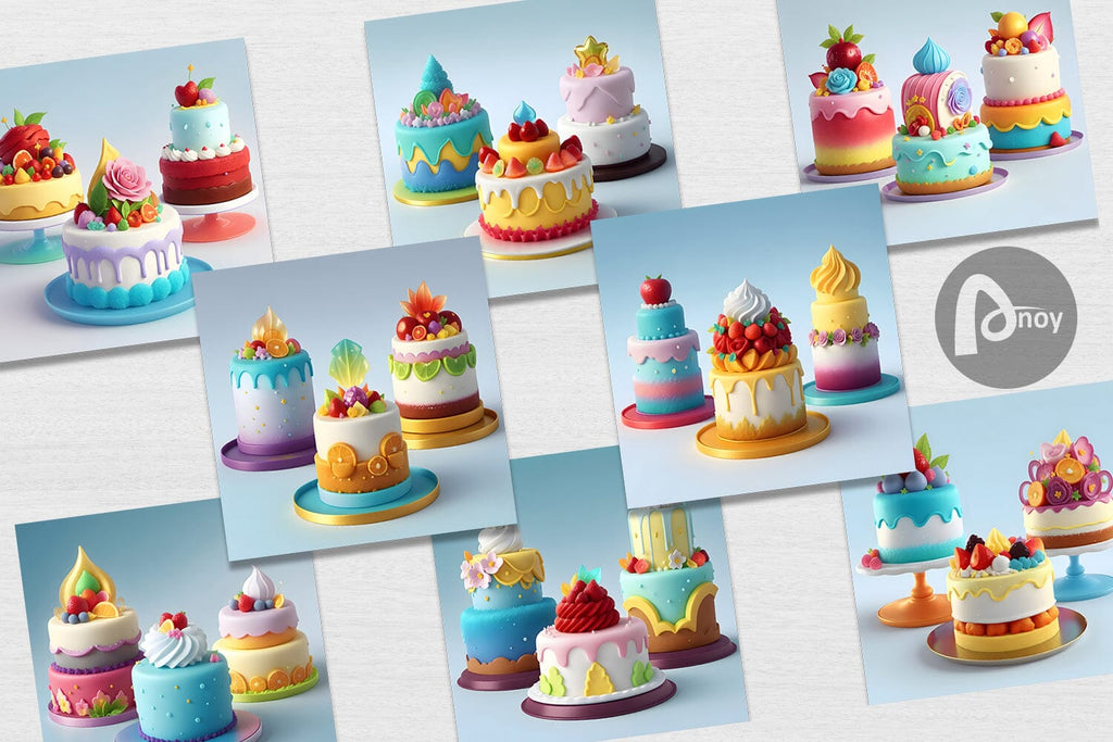 Digital Paper 3D Cakes - So Fontsy