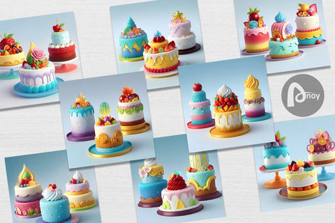 Digital Paper 3D Cakes Sublimation artnoy 