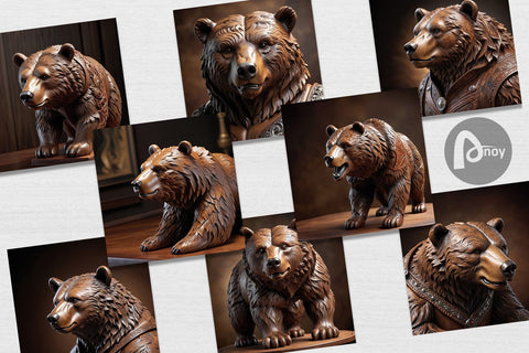 Digital Paper 3D Carved Bear Digital Pattern artnoy 