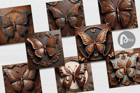 Digital Paper 3D Carved Butterfly Digital Pattern artnoy 
