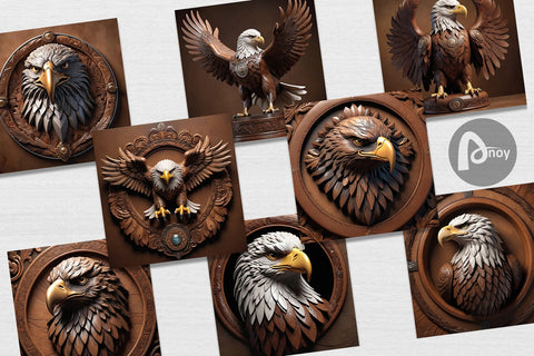 Digital Paper 3D Carved Eagle Digital Pattern artnoy 