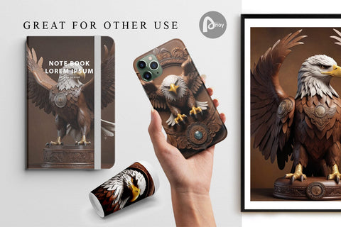 Digital Paper 3D Carved Eagle Digital Pattern artnoy 