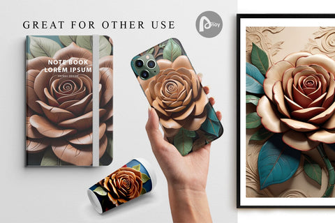 Digital Paper 3D Carved Rose Digital Pattern artnoy 