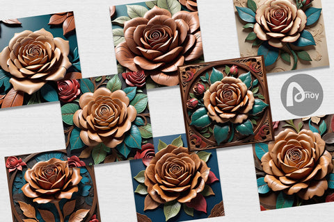 Digital Paper 3D Carved Rose Digital Pattern artnoy 