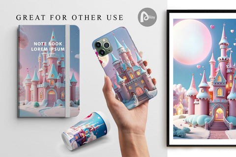 Digital Paper 3D Castle Digital Pattern artnoy 