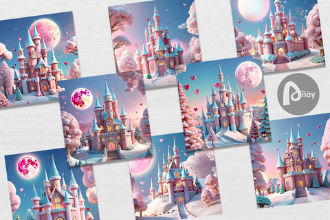 Digital Paper 3D Castle Digital Pattern artnoy 