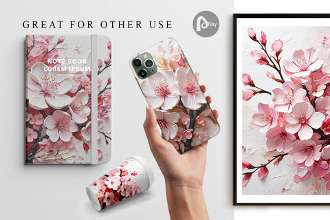Digital Paper 3D Cherry Blossom Digital Pattern artnoy 