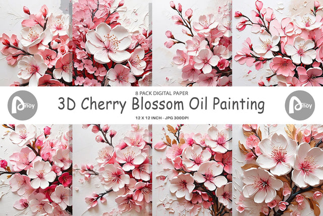 Digital Paper 3D Cherry Blossom Digital Pattern artnoy 