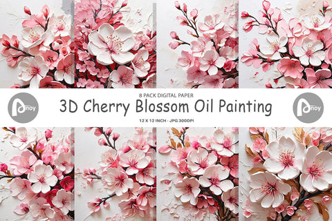 Digital Paper 3D Cherry Blossom Digital Pattern artnoy 