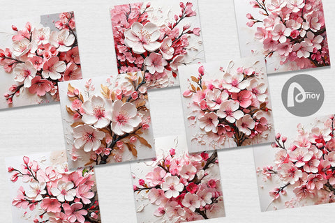 Digital Paper 3D Cherry Blossom Digital Pattern artnoy 