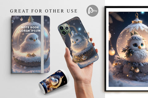 Digital Paper 3D Christmas Baby Bird Digital Pattern artnoy 