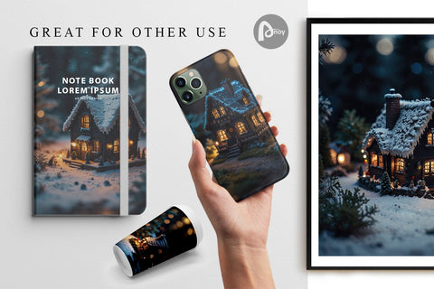 Digital Paper 3D Christmas House Digital Pattern artnoy 