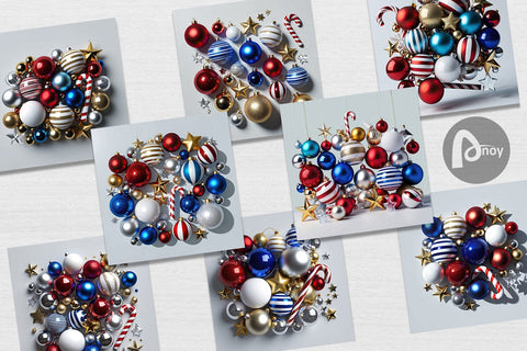 Digital Paper 3D Christmas Ornament Digital Pattern artnoy 