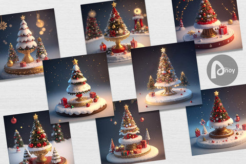 Digital Paper 3D Christmas Tree Baubles Digital Pattern artnoy 