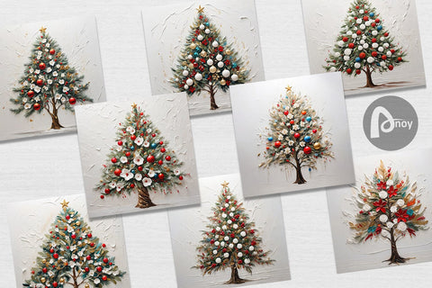 Digital Paper 3D Christmas Tree Painting Digital Pattern artnoy 