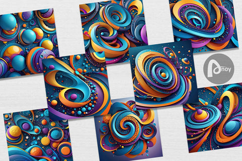 Digital Paper 3D Circles and Bubbles Digital Pattern artnoy 