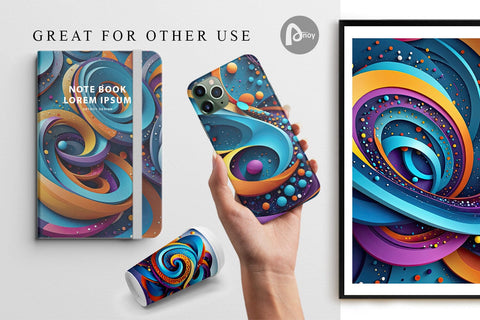 Digital Paper 3D Circles and Bubbles Digital Pattern artnoy 