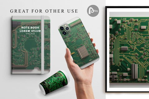 Digital Paper 3D Circuit Board Digital Pattern artnoy 